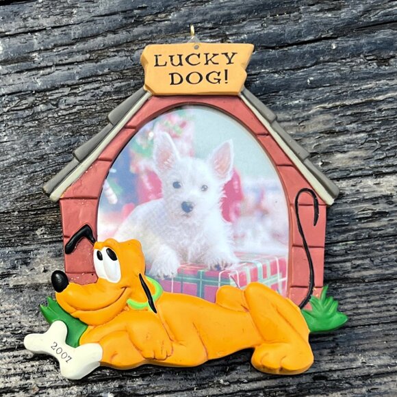 Hallmark Keepsake Lucky Dog Pluto Disney Christmas Photo Holder Ornament 2007 - Picture 3 of 10